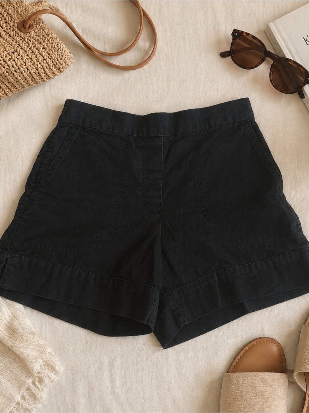 Banana Republic Black Linen Blend High-Rise Shorts Size XS